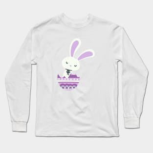 Shades of purple rabbit in egg shell, purple, rabbit,bunny,egg,egshell,easter,spring,gift, Long Sleeve T-Shirt